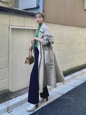 「EMODA」｜「アイテム（トレンチコート）」を使った、EMODA Official_STAFFさん（レディース・168cm）の冬コーディネート