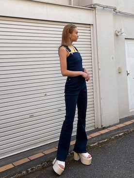 「EMODA」｜「アイテム（サロペット/オーバーオール）」を使った、EMODA Official_STAFFさん（レディース・163cm）の春コーディネート