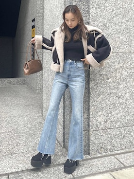 「EMODA（エモダ）のアイテム（ジャケット/アウター）」を使った、EMODA Official_STAFFさん（レディース・162cm）の冬コーディネート