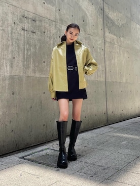 「EMODA（エモダ）のトラックソールロングブーツ（ブーツ）」を使った、EMODA Official_STAFFさん（レディース・162cm）の夏コーディネート