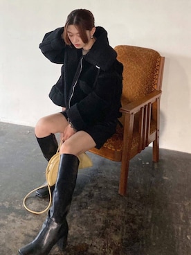 「EMODA（エモダ）のアイテム（ジャケット/アウター）」を使った、EMODA Official_STAFFさん（レディース・160cm）の冬コーディネート