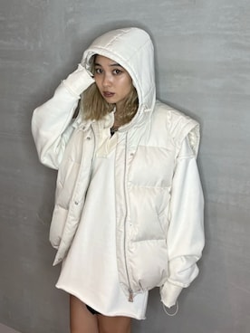 「EMODA」｜「アイテム（ダウンジャケット/コート）」を使った、EMODA Official_STAFFさん（レディース・153cm）の冬コーディネート