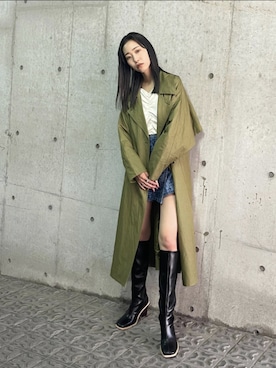 「EMODA」｜「アイテム（トレンチコート）」を使った、EMODA Official_STAFFさん（レディース・165cm）の春コーディネート