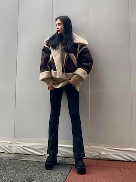 「EMODA（エモダ）のアイテム（ジャケット/アウター）」を使った、EMODA Official_STAFFさん（レディース・165cm）の秋コーディネート