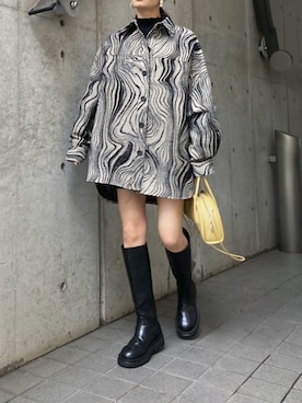 「EMODA（エモダ）のトラックソールロングブーツ（ブーツ）」を使った、EMODA Official_STAFFさん（レディース・160cm）の夏コーディネート