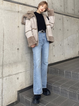 「EMODA（エモダ）のアイテム（ジャケット/アウター）」を使った、EMODA Official_STAFFさん（レディース・168cm）の冬コーディネート