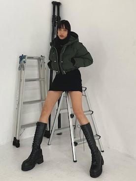 「ショートダウン」｜「アイテム（ブルゾン）」を使った、EMODA Official_STAFFさん（レディース・167cm）の冬コーディネート