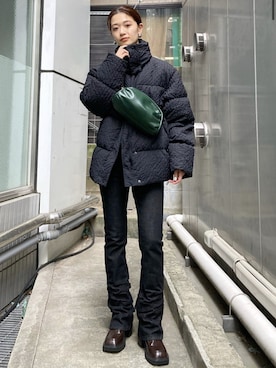 「EMODA」｜「アイテム（ダウンジャケット/コート）」を使った、EMODA Official_STAFFさん（レディース・160cm）の冬コーディネート