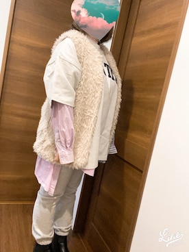「ファーベスト」｜「アイテム（スウェットパンツ）」を使った、Yumam♡haruさん（レディース・165cm）の秋コーディネート