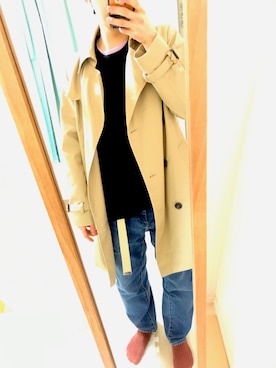 「no brand（ノーブランド）のアイテム（トレンチコート）」を使った、たいきさん（メンズ・163cm）の春コーディネート