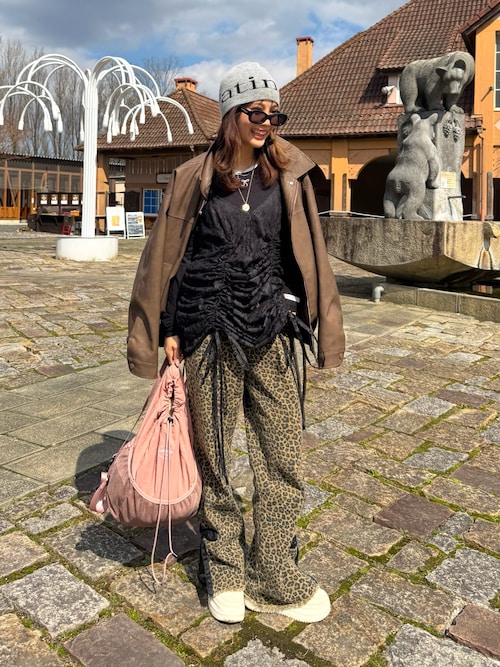 leopard ribbon pants（デニムパンツ）｜jumelle（ジュメロ）の