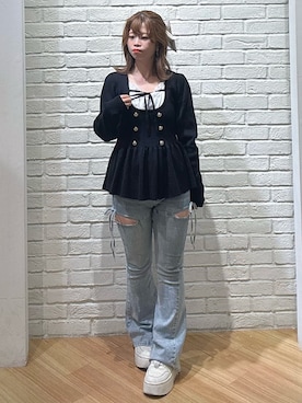 「フレアデニム」｜YURIKAさん（レディース・153cm）の秋コーディネート