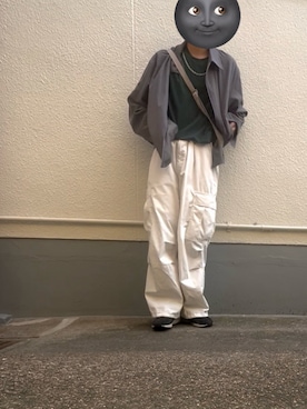 「GU（ジーユー）のアイテム（カーゴパンツ、ホワイト系）」を使った、kantaro0o0さん（メンズ・170cm）の夏コーディネート