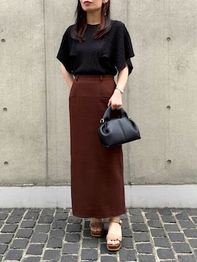 「CLEIO（クレイオ）の【CLEIO】マシュマロタックミニショルダー/ハンドバッグ MARSHMALLOW TUCK MINI SHOULDER/737-13664（ハンドバッグ、ブラック系）」を使った、CLEIO STYLEさんの夏コーディネート