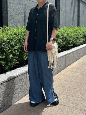 「CLEIO（クレイオ）のアイテム（シャツ/ブラウス、ブラック系）」を使った、CLEIO STYLEさんの夏コーディネート