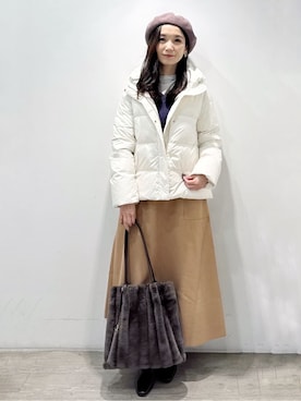 「アイテム（ピアス（両耳用）、ベージュ系）」を使った、yuicciさん（レディース・156cm）の冬コーディネート
