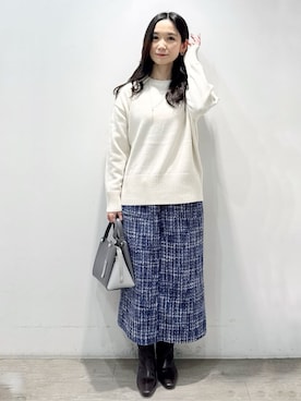「アイテム（ピアス（両耳用）、ベージュ系）」を使った、yuicciさん（レディース・156cm）の冬コーディネート