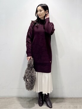 「アイテム（ピアス（両耳用）、ベージュ系）」を使った、yuicciさん（レディース・156cm）の冬コーディネート