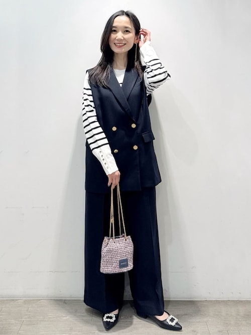 1週間限定　Peoplesense ワイドパンツ 金ボタンLサイズ セール】金ボタンデザインワイドパンツ／セットアップ対応【洗濯機OK