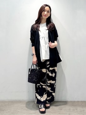 「OPAQUE.CLIP（オペークドットクリップ）の◆ペプラムドッキングカットソー【洗濯機洗い可】（Tシャツ/カットソー）」を使った、yuicciさん（レディース・156cm）の春コーディネート