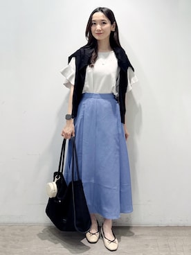 「OPAQUE.CLIP（オペークドットクリップ）の新色追加！【定番】名品フラットバレエシューズ（パンプス、ベージュ系）」を使った、yuicciさん（レディース）の夏コーディネート