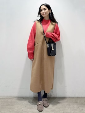 「アイテム（ピアス（両耳用）、ベージュ系）」を使った、yuicciさん（レディース・156cm）の冬コーディネート