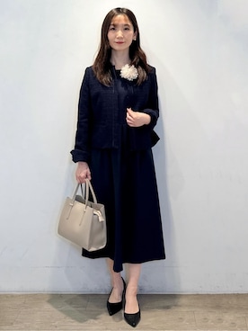 「アイテム（ブローチ/コサージュ、ベージュ系）」を使った、yuicciさん（レディース・156cm）の冬コーディネート