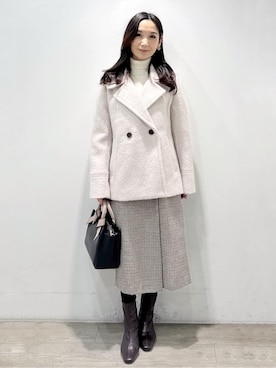 「アイテム（ピーコート、ベージュ系）」を使った、yuicciさん（レディース・156cm）の冬コーディネート