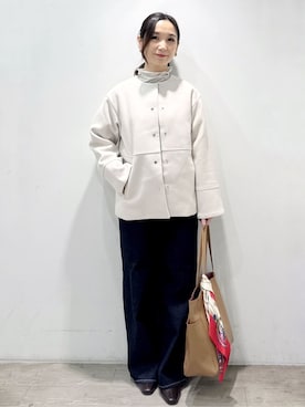 「アイテム（ピアス（両耳用）、ベージュ系）」を使った、yuicciさん（レディース・156cm）の冬コーディネート