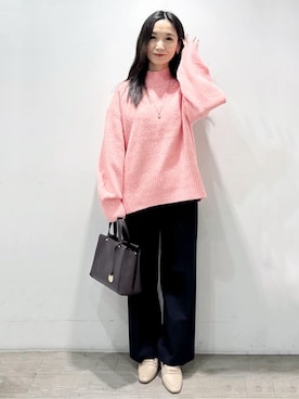 「アイテム（ピアス（両耳用）、ベージュ系）」を使った、yuicciさん（レディース・156cm）の冬コーディネート