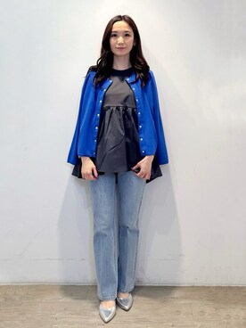 「OPAQUE.CLIP（オペークドットクリップ）の◆ペプラムドッキングカットソー【洗濯機洗い可】（Tシャツ/カットソー）」を使った、yuicciさん（レディース・156cm）の春コーディネート