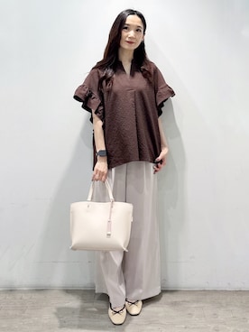 「OPAQUE.CLIP（オペークドットクリップ）の新色追加！【定番】名品フラットバレエシューズ（パンプス、ベージュ系）」を使った、yuicciさん（レディース）の夏コーディネート