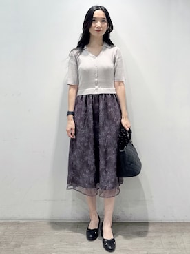 「index（インデックス）の花柄ドッキング衿付きワンピース【洗濯機OK】（ワンピース、ベージュ系）」を使った、yuicciさん（レディース）の秋コーディネート