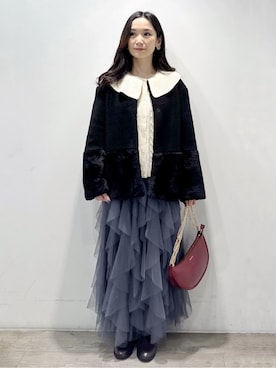 「アイテム（ピアス（両耳用）、ベージュ系）」を使った、yuicciさん（レディース・156cm）の秋コーディネート