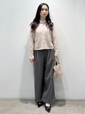「アイテム（カーディガン/ボレロ、ピンク系）」を使った、yuicciさん（レディース・156cm）の秋コーディネート
