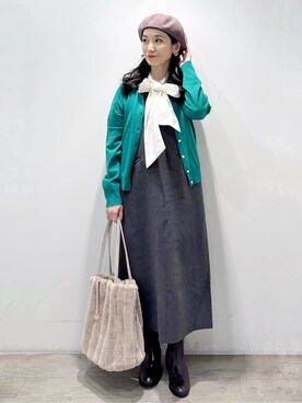 「アイテム（ピアス（両耳用）、ベージュ系）」を使った、yuicciさん（レディース・156cm）の秋コーディネート