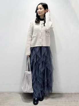「アイテム（ピアス（両耳用）、ベージュ系）」を使った、yuicciさん（レディース・156cm）の冬コーディネート
