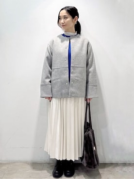 「アイテム（ピアス（両耳用）、ベージュ系）」を使った、yuicciさん（レディース・156cm）の秋コーディネート