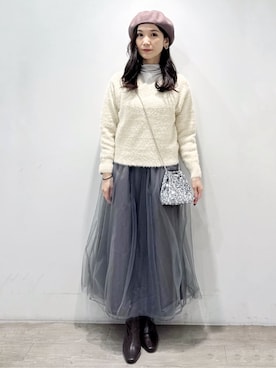 「アイテム（ピアス（両耳用）、ベージュ系）」を使った、yuicciさん（レディース・156cm）の秋コーディネート