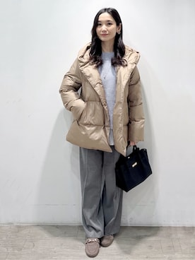 「アイテム（ピアス（両耳用）、ベージュ系）」を使った、yuicciさん（レディース・156cm）の冬コーディネート