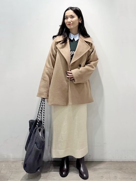 「アイテム（ピーコート、ベージュ系）」を使った、yuicciさん（レディース・156cm）の秋コーディネート