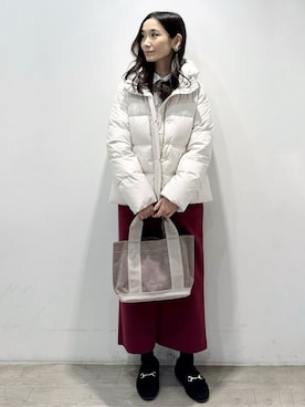 「アイテム（ピアス（両耳用）、ベージュ系）」を使った、yuicciさん（レディース・156cm）の冬コーディネート