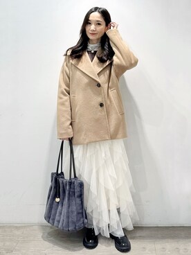 「アイテム（ピアス（両耳用）、ベージュ系）」を使った、yuicciさん（レディース・156cm）の秋コーディネート