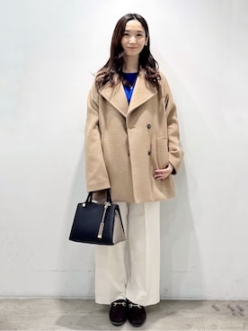 「アイテム（ピーコート、ベージュ系）」を使った、yuicciさん（レディース・156cm）の秋コーディネート
