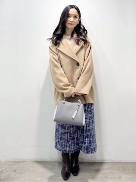 「アイテム（ピアス（両耳用）、ベージュ系）」を使った、yuicciさん（レディース・156cm）の冬コーディネート