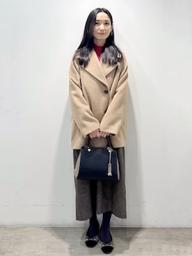 「アイテム（ピーコート、ベージュ系）」を使った、yuicciさん（レディース・156cm）の冬コーディネート