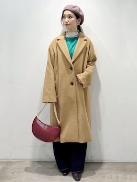 「アイテム（ピアス（両耳用）、ベージュ系）」を使った、yuicciさん（レディース・156cm）の冬コーディネート