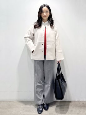 「アイテム（ピアス（両耳用）、ベージュ系）」を使った、yuicciさん（レディース・156cm）の冬コーディネート