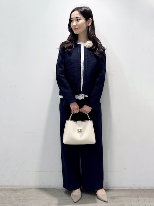 セール】《通勤セットアップ対応》 ワイドパンツダブルクロス【洗濯機