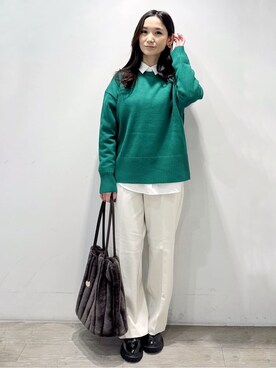 「アイテム（ピアス（両耳用）、ベージュ系）」を使った、yuicciさん（レディース・156cm）の冬コーディネート
